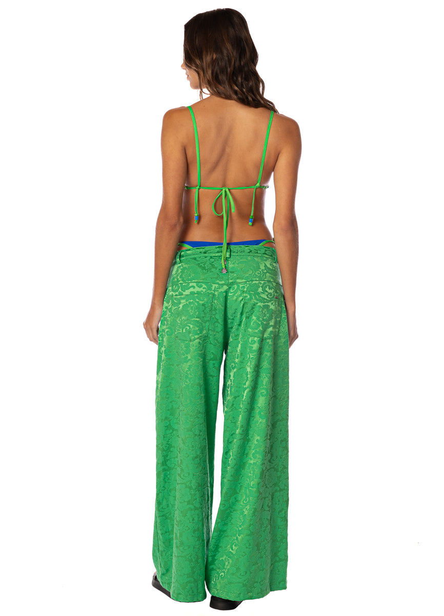 EMERALD BROCADE KIMCHI PANTS