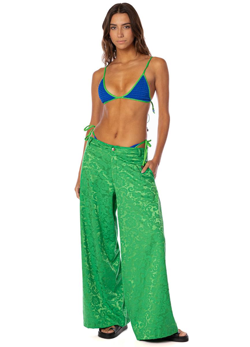 EMERALD BROCADE KIMCHI PANTS