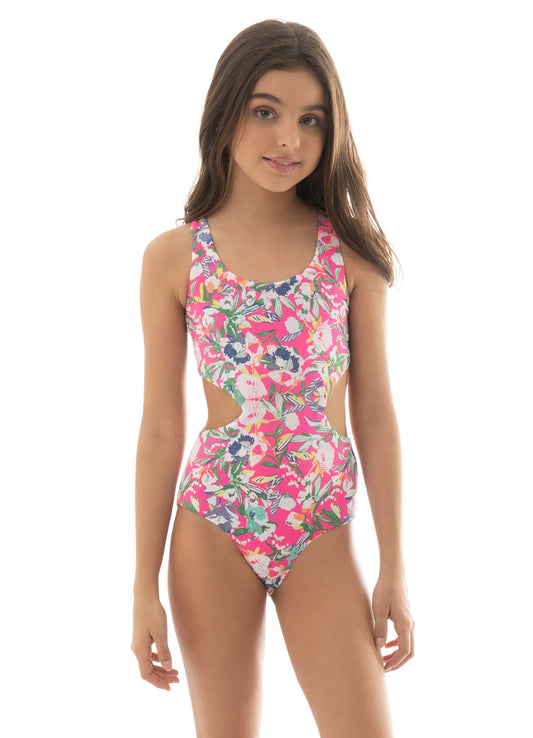 Kids Floral Cut Out One Piece