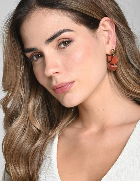 ISARA EARRING RED JASPER + OCHRE