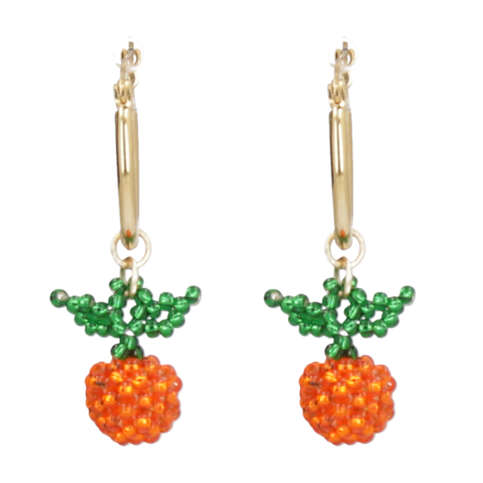 ORANGE BEADS HOOPS
